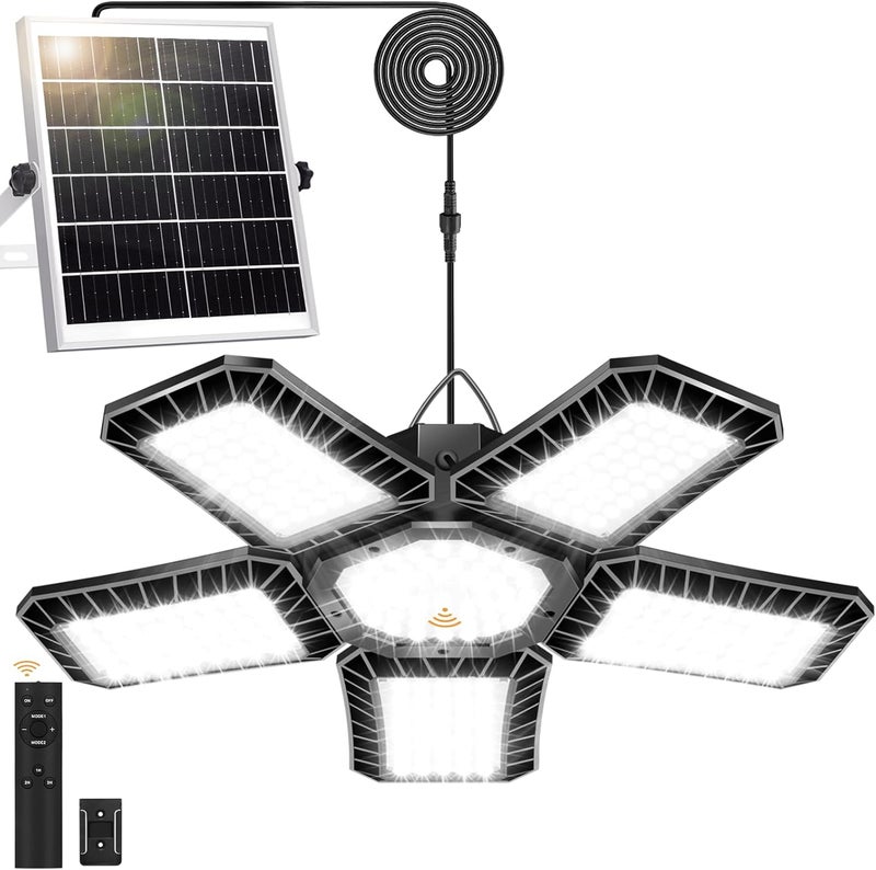 AEQ Solar Shed Light All Day Available, 267LED Solar Lights Outdoor Indoor with Motion Sensor, Remote Control, Timer, Waterproof Pendant Lights for Gazebo, Shed, Garage, Barn - Image 1